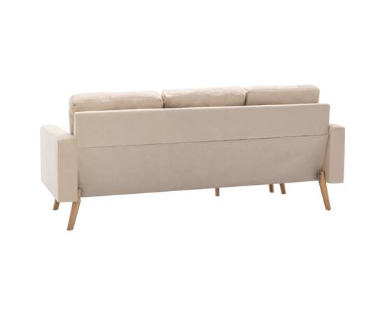 Canapea cu 3 locuri și taburet, crem, material textil, 5 image
