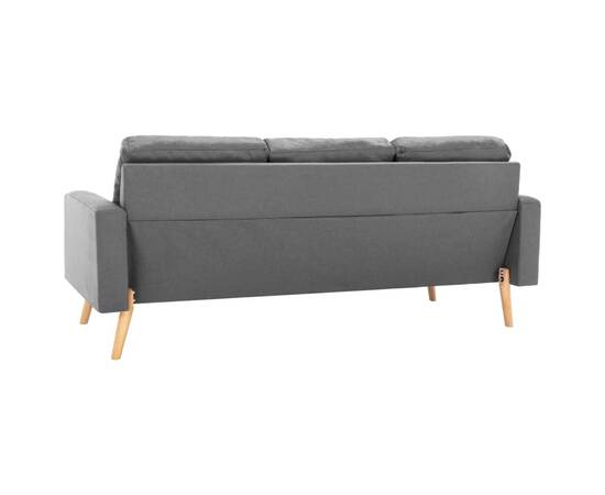 Canapea cu 3 locuri, gri deschis, material textil, 5 image