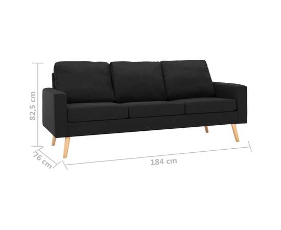 Canapea cu 3 locuri, negru, material textil, 7 image
