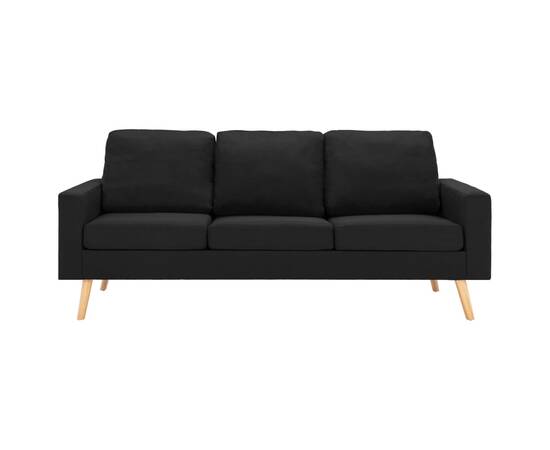 Canapea cu 3 locuri, negru, material textil, 3 image