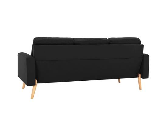 Canapea cu 3 locuri, negru, material textil, 5 image