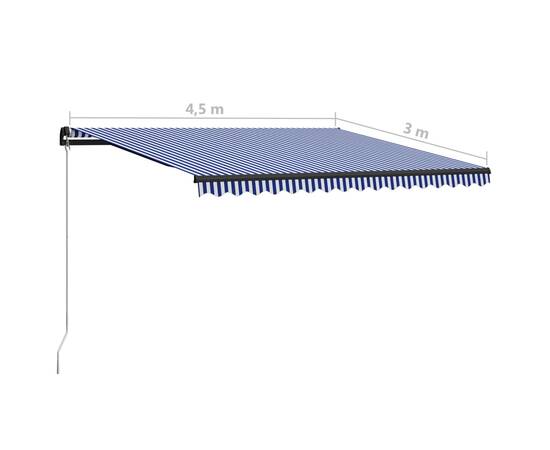 Copertină retractabilă manual cu led, albastru/alb, 450x300 cm, 11 image