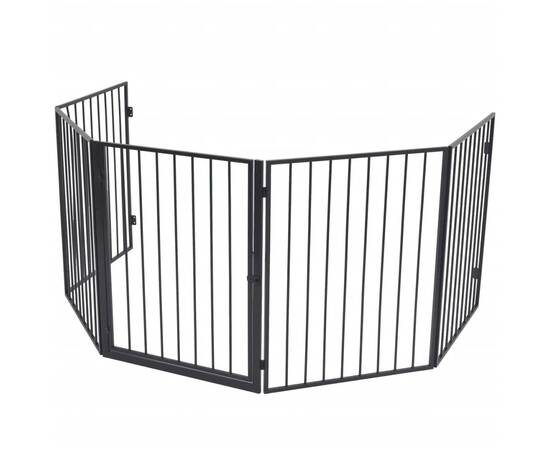 Gard de protecție din oțel pentru șemineu, negru, 2 image