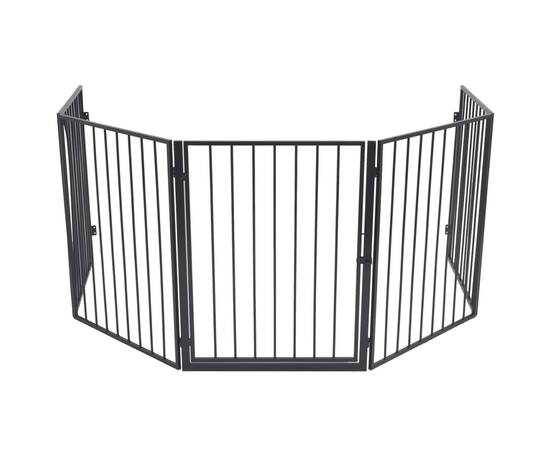 Gard de protecție din oțel pentru șemineu, negru, 3 image