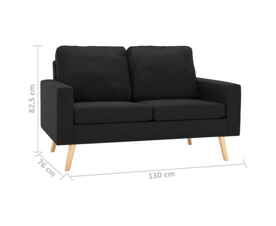 Set de canapele, 2 piese, negru, material textil, 10 image
