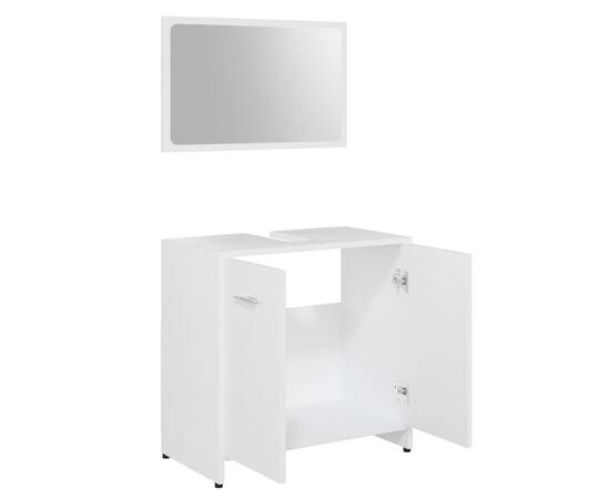 Set mobilier de baie, 3 piese, alb, pal, 7 image