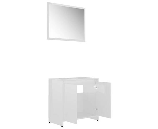 Set mobilier de baie, 3 piese, alb extralucios, pal, 10 image