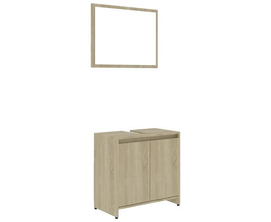 Set mobilier de baie, 3 piese, stejar sonoma, pal, 10 image