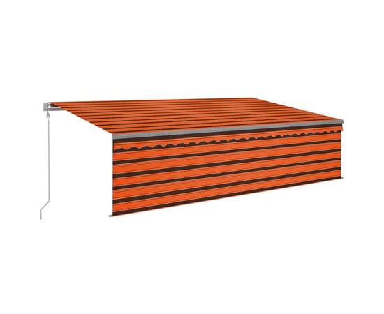 Copertină automată cu stor&senzor vânt&led, portocaliu&maro, 5x3 m, 2 image