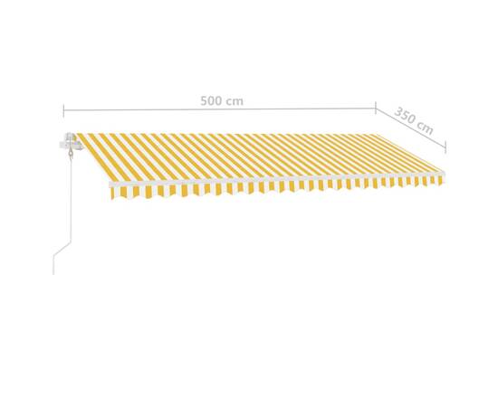 Copertină autonomă retractabilă automat galben&alb 500x350 cm, 11 image