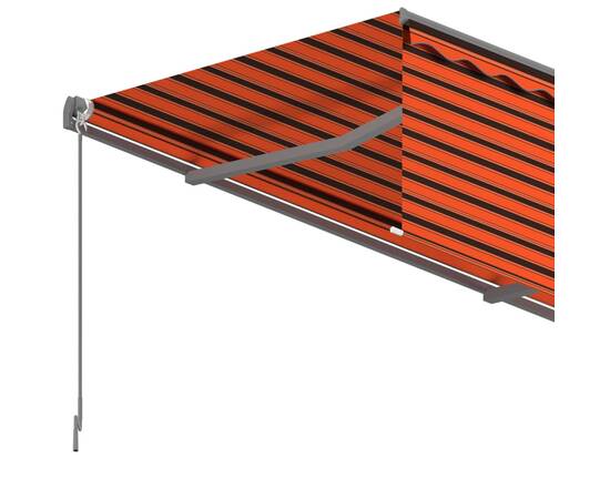 Copertină retractabilă automat cu stor, portocaliu&maro, 5x3 m, 4 image