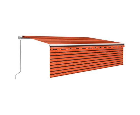 Copertină retractabilă manual, cu stor, portocaliu&maro, 5x3 m, 2 image