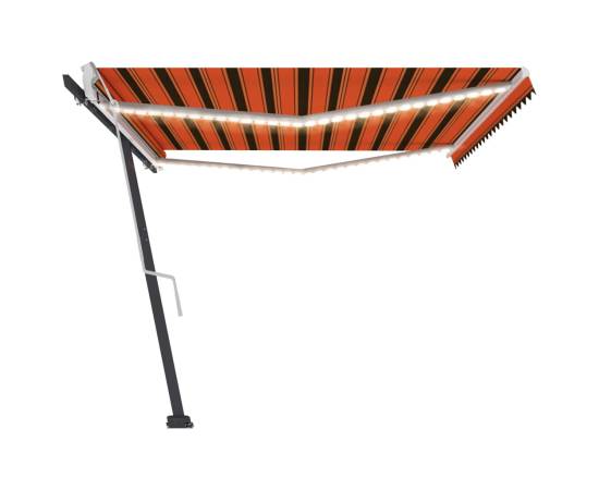 Copertină retractabilă manual cu led portocaliu&maro 500x300 cm, 3 image