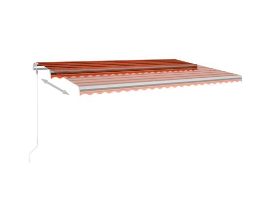 Copertină retractabilă manual cu led portocaliu&maro 500x300 cm, 6 image