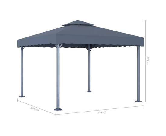 Pavilion cu șiruri de lumini led, antracit, 300x300cm aluminiu, 8 image