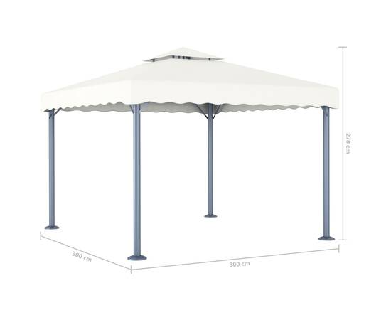 Pavilion cu șiruri de lumini led, crem, 300x300 cm, aluminiu, 8 image