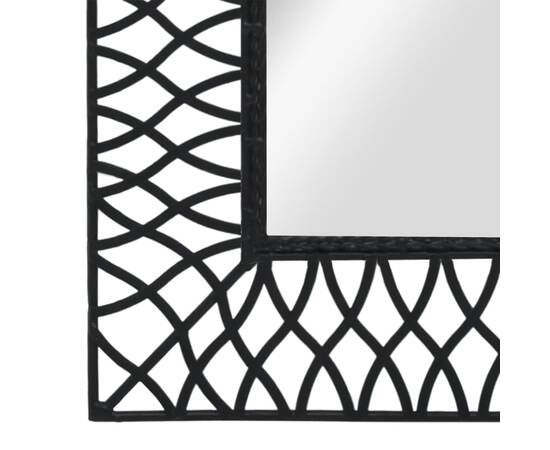 Oglindă de perete de grădină, negru, 50 x 80 cm, arcuită, 4 image