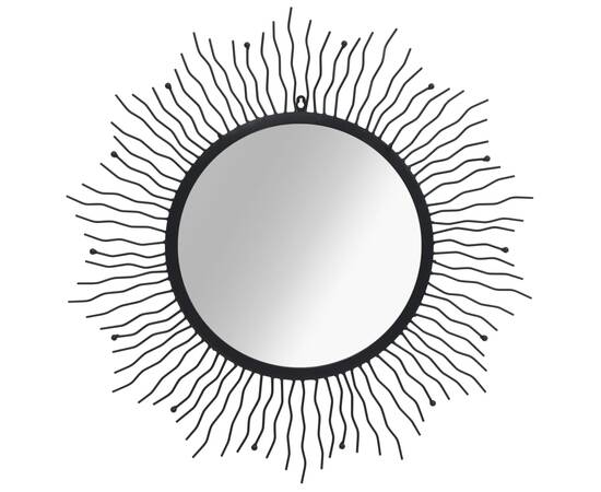 Oglindă de perete de grădină, negru, 80 cm, raze de soare, 3 image