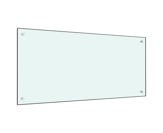 Panou antistropi bucătărie, alb, 100x50 cm, sticlă securizată, 2 image