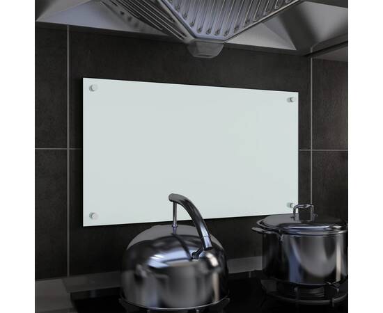Panou antistropi bucătărie, alb, 70x40 cm, sticlă securizată