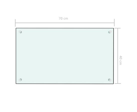 Panou antistropi bucătărie, alb, 70x40 cm, sticlă securizată, 7 image
