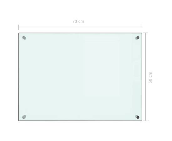 Panou antistropi bucătărie, alb, 70x50 cm, sticlă securizată, 7 image