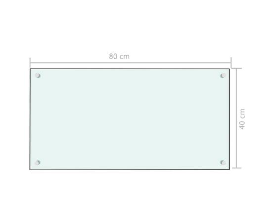 Panou antistropi bucătărie, alb, 80x40 cm, sticlă securizată, 7 image