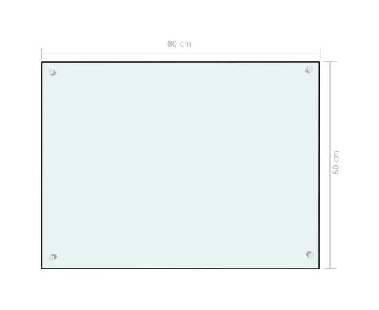 Panou antistropi bucătărie, alb, 80x60 cm, sticlă securizată, 7 image