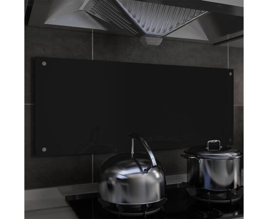 Panou antistropi bucătărie, negru, 100x40 cm, sticlă securizată