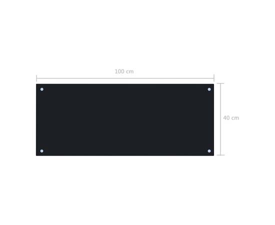 Panou antistropi bucătărie, negru, 100x40 cm, sticlă securizată, 9 image