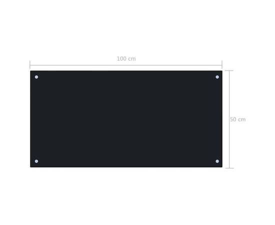Panou antistropi bucătărie, negru, 100x50 cm, sticlă securizată, 9 image