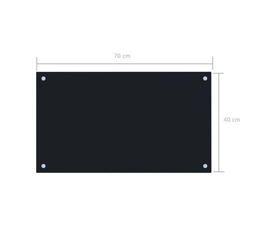 Panou antistropi bucătărie, negru, 70x40 cm, sticlă securizată, 9 image