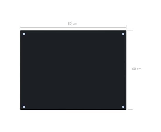 Panou antistropi bucătărie, negru, 80x60 cm, sticlă securizată, 9 image