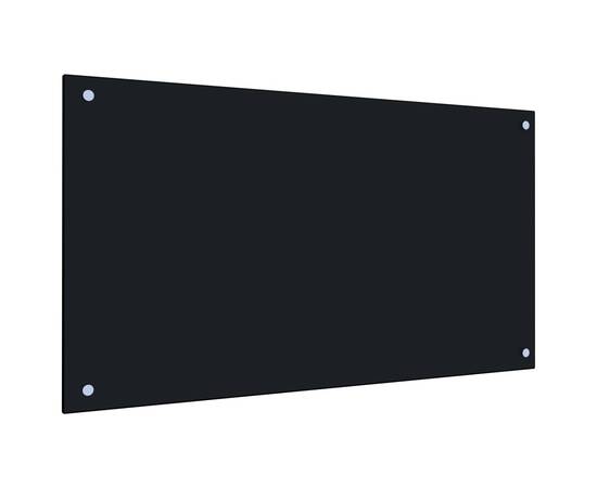 Panou antistropi bucătărie, negru, 90x50 cm, sticlă securizată, 2 image