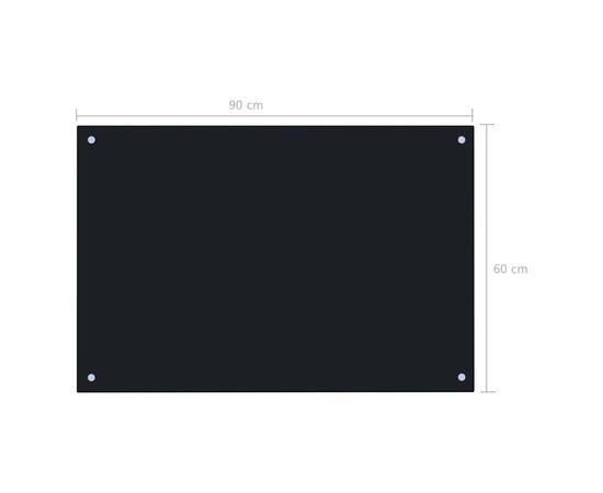 Panou antistropi bucătărie, negru, 90x60 cm, sticlă securizată, 9 image