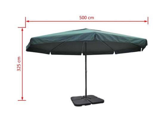 Umbrelă din aluminiu cu bază portabilă, verde, 9 image