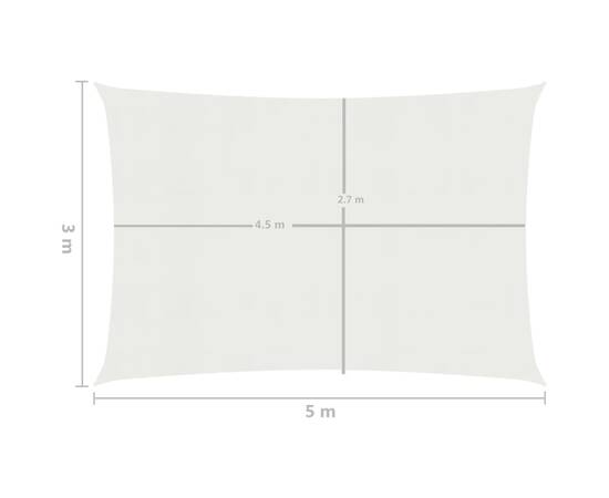 Pânză parasolar, alb, 3 x 5 m, hdpe, 160 g/m², 6 image