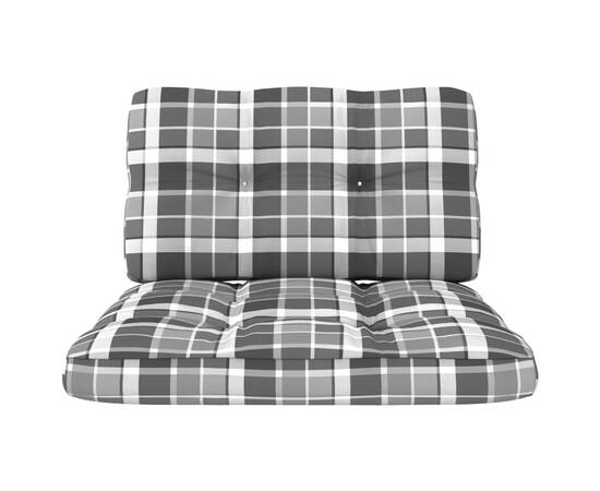 Perne canapea din paleți, 2 buc., gri, model carouri, 3 image