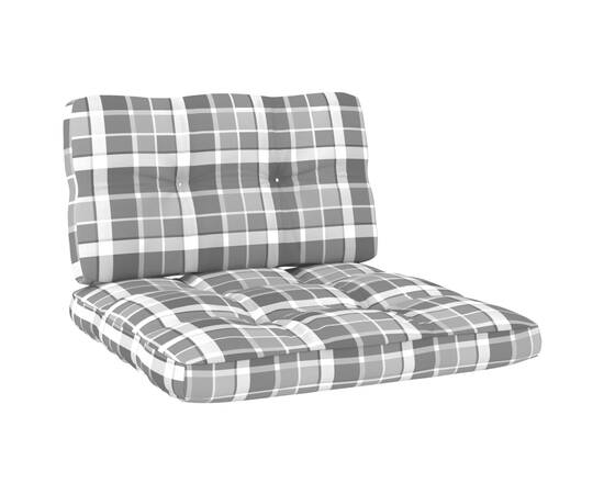 Perne canapea din paleți, 2 buc., gri, model carouri, 2 image