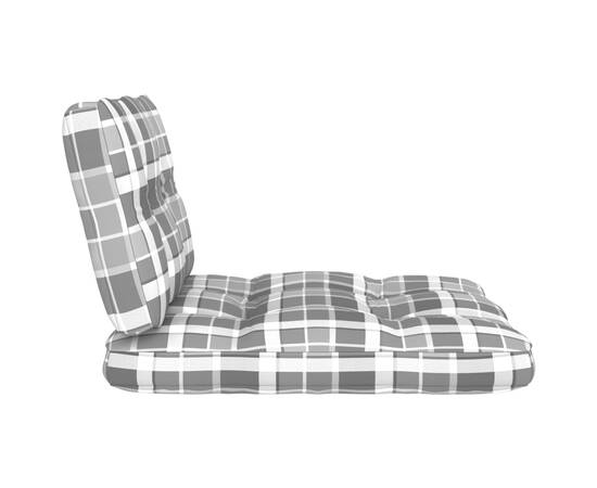 Perne canapea din paleți, 2 buc., gri, model carouri, 4 image