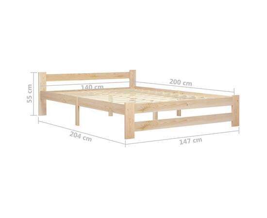 Cadru de pat, 140 x 200 cm, lemn masiv de pin, 6 image