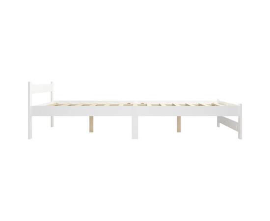 Cadru de pat, alb, 120 x 200 cm, lemn masiv de pin, 4 image
