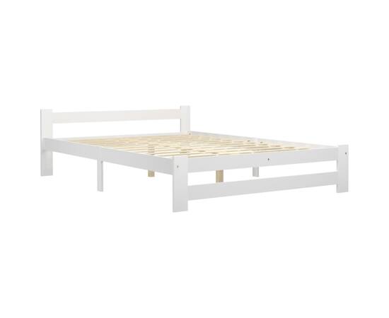 Cadru de pat, alb, 120 x 200 cm, lemn masiv de pin, 2 image