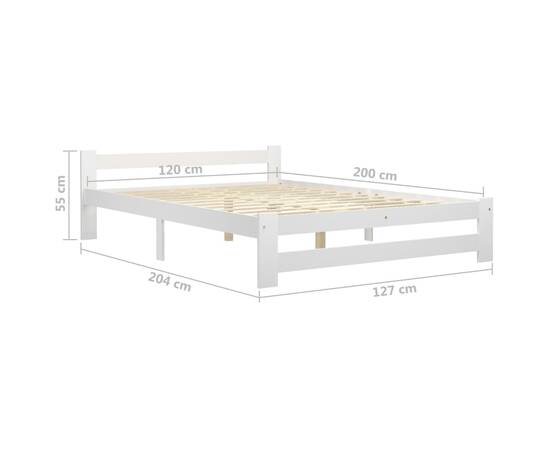 Cadru de pat, alb, 120 x 200 cm, lemn masiv de pin, 6 image