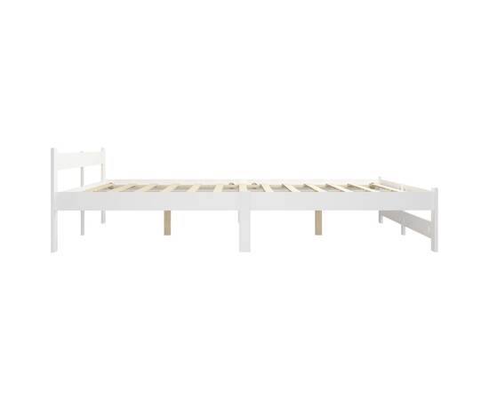 Cadru de pat, alb, 200 x 200 cm, lemn masiv de pin, 4 image