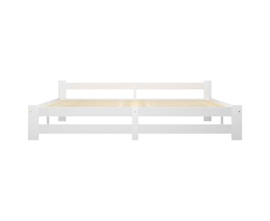 Cadru de pat, alb, 200 x 200 cm, lemn masiv de pin, 3 image