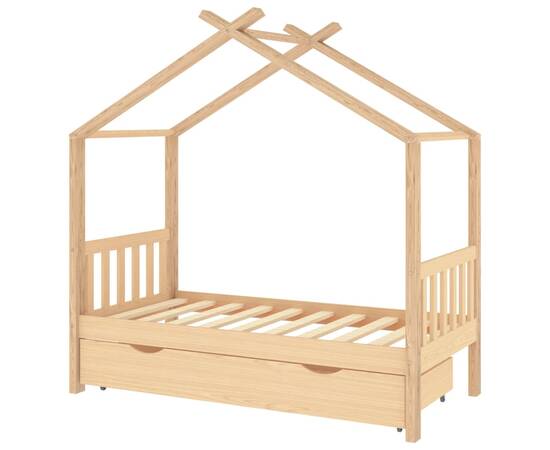 Cadru pat de copii, cu un sertar, 80x160 cm, lemn masiv de pin, 2 image