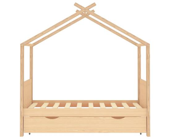 Cadru pat de copii, cu un sertar, 80x160 cm, lemn masiv de pin, 3 image