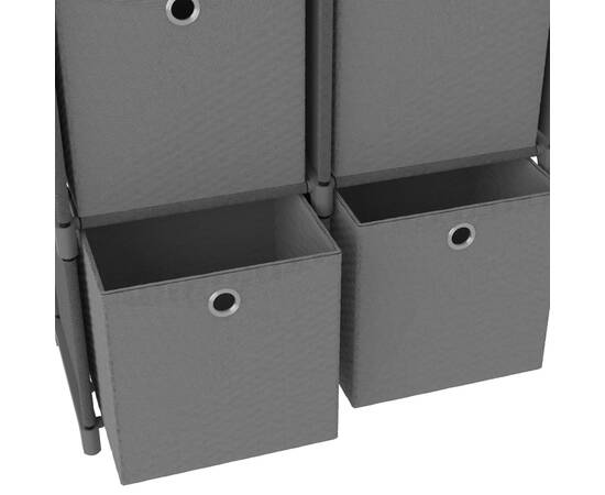 Raft 4 cuburi cu cutii, gri, 69x30x72,5 cm, material textil, 7 image