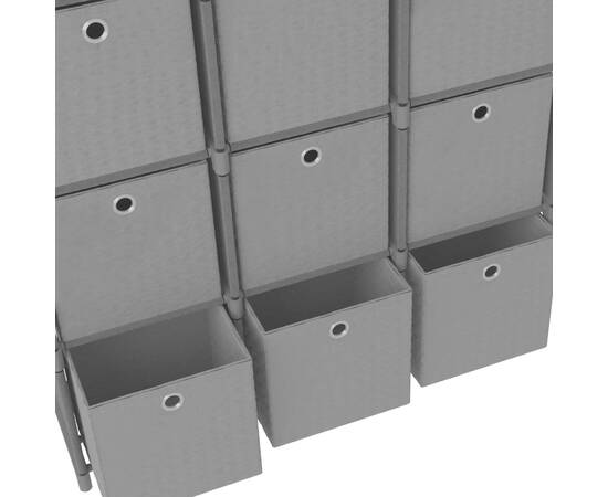 Raft expunere 15 cuburi, cutii, gri 103x30x175,5 cm, textil, 7 image